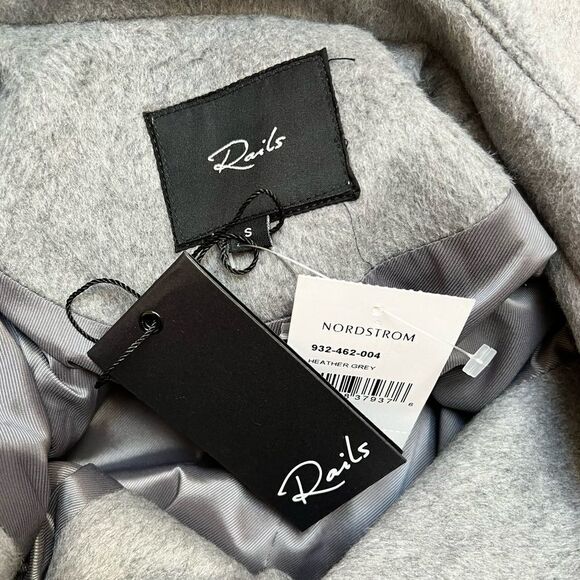 Rails Nadine Heather Grey Belted Wool Blend Trench Coat Size Small - Picture 11 of 14